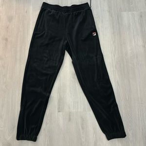 Fila Dortmund Black Velour Pants, New, Size M